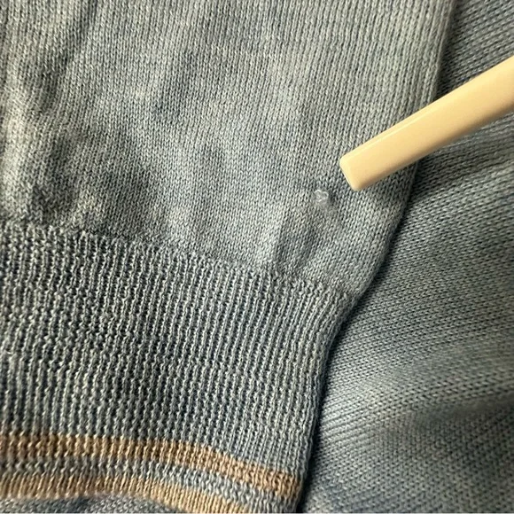 Calvin Klein Extra-Fine Merino Wool Sweater Baby Blue V-Neck NWT European Yarn L - Picture 11 of 15